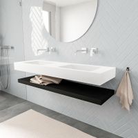 Mondiaz Alan badmeubel 150 cm solid suface planchet urban vrijhangend wastafel dubbel zonder kraangat wit