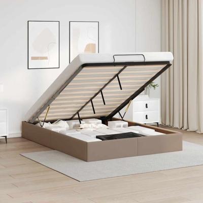 Bedframe zonder matras 140x190 cm kunstleer cappuccinokleurig