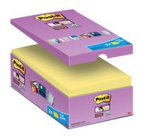 Post-it Super Sticky notes, 90 vel, ft 76 x 127 mm, geel, pak van 14 blokken + 2 gratis - thumbnail