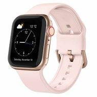 Soft siliconen bandje met gespsluiting - Lichtroze - Geschikt voor Apple Watch 44mm / 45mm / 46mm / 49mm
