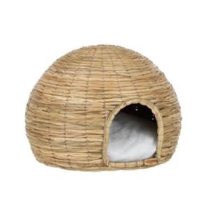 J-Line Yumi Rotan kattenmand + kussen - jute - naturel|wit