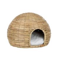 J-Line Yumi Rotan kattenmand + kussen - jute - naturel|wit