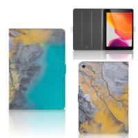 iPad 10.2 2019 | iPad 10.2 2020 | 10.2 2021 Leuk Tablet hoesje Marble Blue Gold