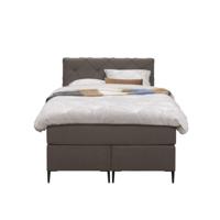 Leen Bakker - Boxspring Liv Geruit - Donker - 120x200 Cm - Slanke Poot - Stof - Bruin