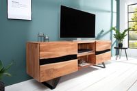 Massief tv-meubel AMAZONAS 160cm acacia metalen lowboard boomrand - 38332 - thumbnail