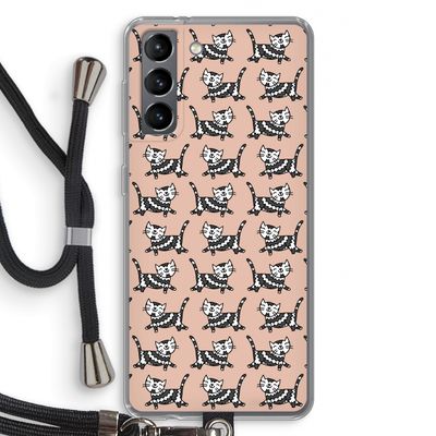Zwarte poes: Samsung Galaxy S21 Transparant Hoesje met koord