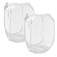 Wasmand flexibel/opvouwbaar - 2x - wit - kunststof - 30 x 30 x 50 cm - 55 liter