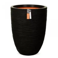 Capi Vaas Elegant Laag Rib Ø34cm Zwart