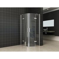 Wiesbaden Double kwartrond cabine 2 draaideuren 100x100x200cm chroom 8mm NANO coating 20.3848 - thumbnail