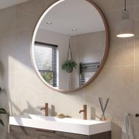 Ben Callisto ronde spiegel met LED verlichting en anti-condens Ø120cm geborsteld koper