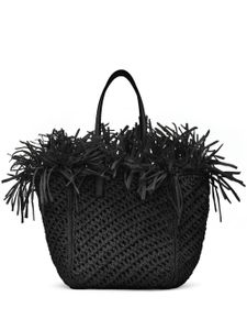 Oscar de la Renta sac à main en cuir à design tressé - Noir