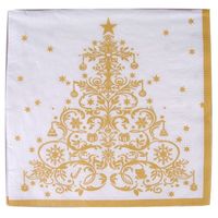 Kerst tafel servetten 40x stuks van 33 x 33 cm - Gouden kerstboom print Kerst tafel servetten 40x stuks van 33 x 33 cm - Gouden kerstboom print
