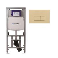 Geberit Inbouwreservoir UP320 met QeramiQ push bedieningsplaat - dualflush - rechthoekige knoppen - kunststof beige SW1102366/0701131