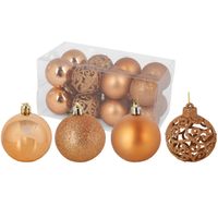 Kerstballen - koper - 32x stuks - 6 cm - kunststof - mix