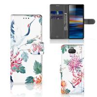 Sony Xperia 10 | Telefoonhoesje | Met pasjeshouder | Bird Flowers