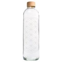 Karaf of Drinkfles Glas met Eco Print 1 liter - Flower of Life
