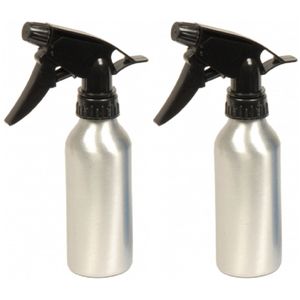 2x stuks waterverstuiver metallic zilver 200 ml