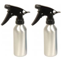 2x stuks waterverstuiver metallic zilver 200 ml