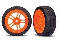 Traxxas - Tires and wheels, assembled, glued (split-spoke orange wheels, 1.9" Response tires) (front) (2) (VXL rated) (TRX-8373A)