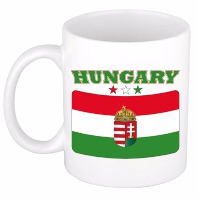 Koffie mok - Hongarije - vlag print - 300 ml - wit - keramiek - Supporters - Landen - Beker