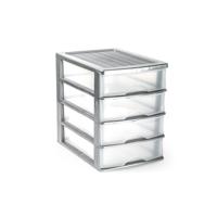 Plasticforte Ladeblok/bureau organizer met 4x lades - grijs/transparant - L35,5 x B27 x H35