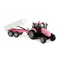 Kids Globe Globe Die-cast Tactor met Aanhanger Roze