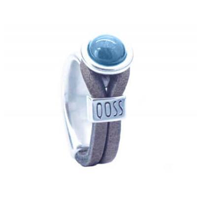 Qoss Taupe Ring Gwen Hemelsblauwe Bol - Maat M