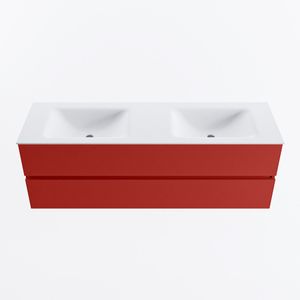 MONDIAZ VICA 150cm badmeubel onderkast Fire 2 lades. Wastafel CLOUD dubbel 2 kraangaten, kleur Talc.