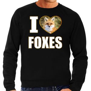 I love foxes sweater / trui met dieren foto van een vos zwart voor heren