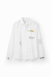 Shirt met contrasterende teksten - WHITE - M