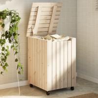 VidaXL Wasmand met wielen rana 45x45x64 cm massief grenenhout
