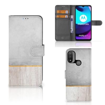 Motorola Moto E20 | E30 | E40 | Book Style Case | Wood Concrete