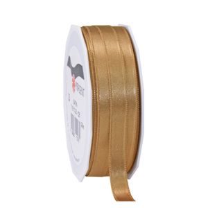 1x Luxe hobby/decoratie bronzen satijnen sierlinten 1 cm/10 mm x 25 meter