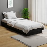 Bedframe massief hout zwart 75x190 cm