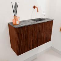 Toiletmeubel Mondiaz Joya Dlux | 70 cm | Meubelkleur Ruby | Faye wastafel Sombra Wasbak Rechts | Zonder kraangat(en)