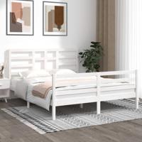 Bedframe massief hout wit 160x200 cm