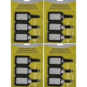 Kofferlabel - 12x stuks - bagagelabel - zwart