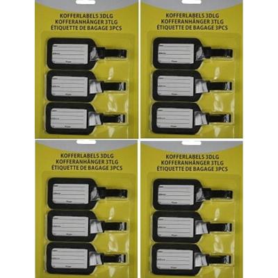 Kofferlabel - 12x stuks - bagagelabel - zwart