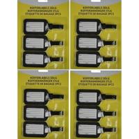 Kofferlabel - 12x stuks - bagagelabel - zwart