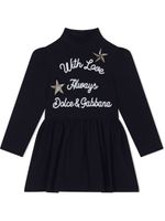 Dolce & Gabbana Kids robe manches longues à slogan brodé - Noir