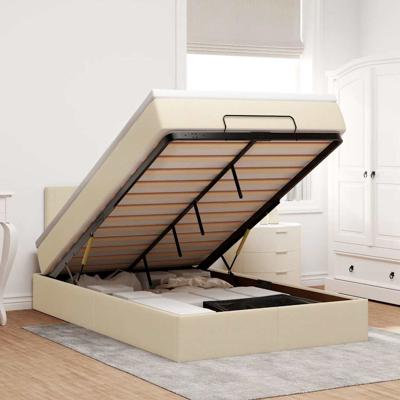 Ottoman bed met matras 120x190cm stof crèmekleurig