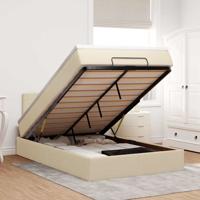 Ottoman bed met matras 120x190cm stof crèmekleurig