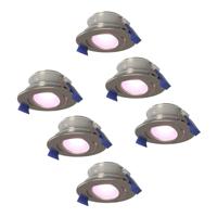 Set van 6 Lima smart inbouwspots - Wifi + Bluetooth - RGBWW - GU10 5,5 Watt 345 Lumen - Kantelbaar - Google Home, Amazon Alexa en Siri - IP65 Waterdicht - RVS - Bestuurbaar via app en stem