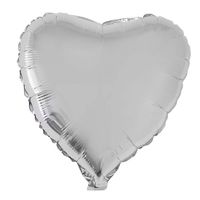 Folie ballon zilveren hart 52 cm   - - thumbnail