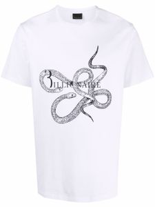 Billionaire t-shirt à imprimé peau de serpent - Blanc