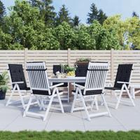 VidaXL Stoelkussens 6 st hoge rug ruitpatroon stof zwart