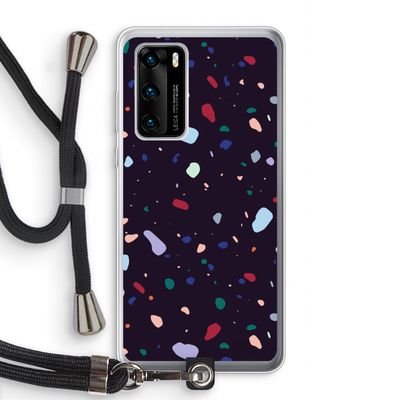 Dark Rounded Terrazzo: Huawei P40 Transparant Hoesje met koord
