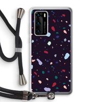 Dark Rounded Terrazzo: Huawei P40 Transparant Hoesje met koord