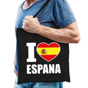 Spanje schoudertas I love Espana zwart katoen   -