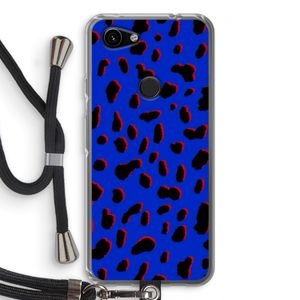 Blue Leopard: Pixel 3a Transparant Hoesje met koord